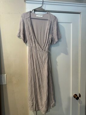 Astr Mauve Wrap Midi Dress with Textured Detail